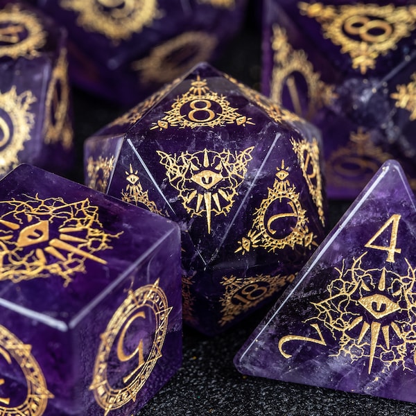 D&D Würfel Set Amethyst Polyhedral Würfel Set - Dungeons and Dragons, RPG Spiel Hexenmeister