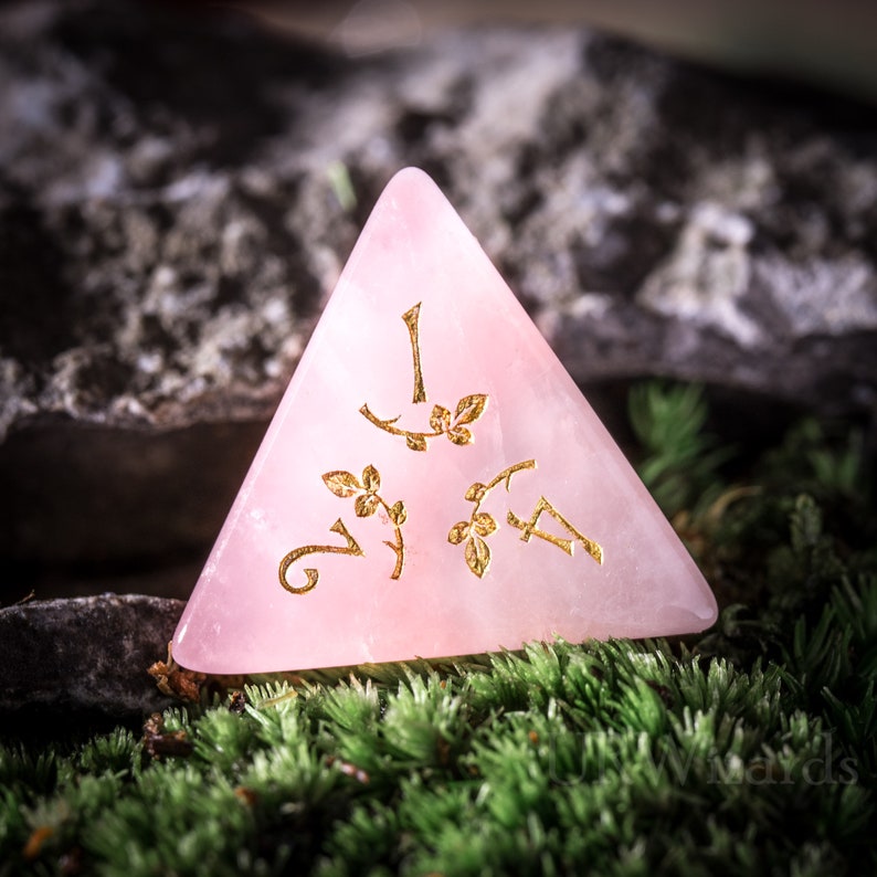 Full Set Rose Quartz Polyhedral Dice Set Gemstone DnD Dice Set