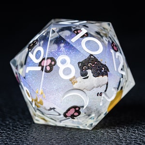 Dnd dice set  Handmade Resin Sharp Edge Dice Polyhedral Dice Set  Set  -  Dungeons and Dragons Starry Liquid Heart Meow