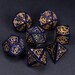 Full Set Blue Sandstone Polyhedral Dice Set DnD Dice Set  -  Dungeons and Dragons, RPG Game DND MTG Game Astrology Gold Inked 