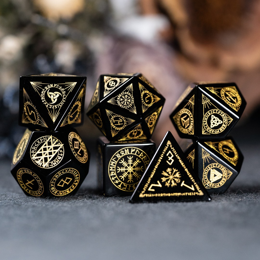 Dnd Dice Set Obsidian Polyhedral Dice Set Set Dungeons and Dragons, RPG