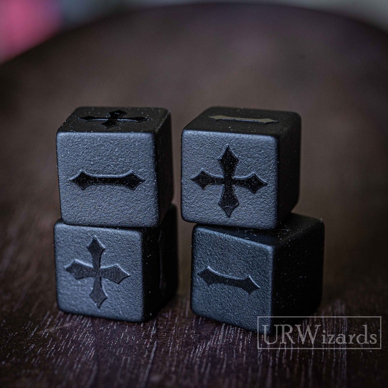 Raised Obsidian Fudge Dice D6, 4 pcs Fate Dice zdjęcie 1