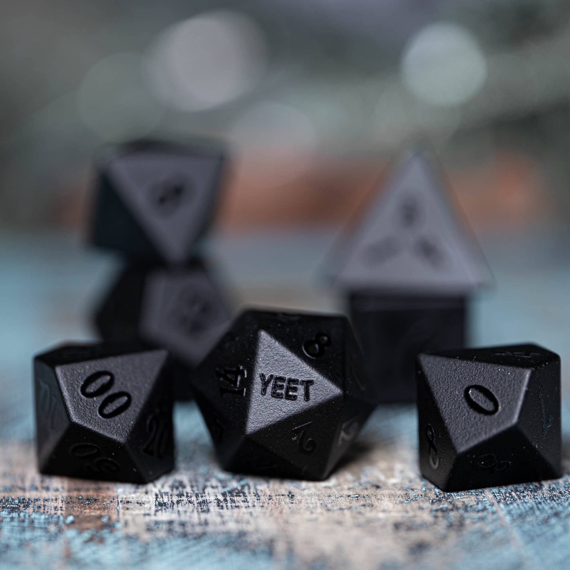 Full Set Obsidian DnD Dice Set Raised Dice for Dungeons and Etsy