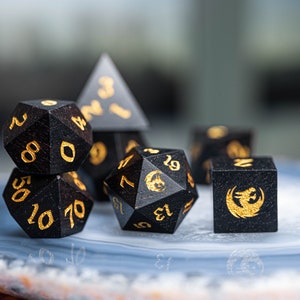 Dnd dice set  Ebony Polyhedral Dice Set Wood  Set  -  Dungeons and Dragons, RPG Game  MTG Game Dragon Style