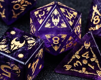 Dnd dice set Amethyst Polyhedral Dice Set  Set Paladin Style -  Dungeons and Dragons, RPG Game