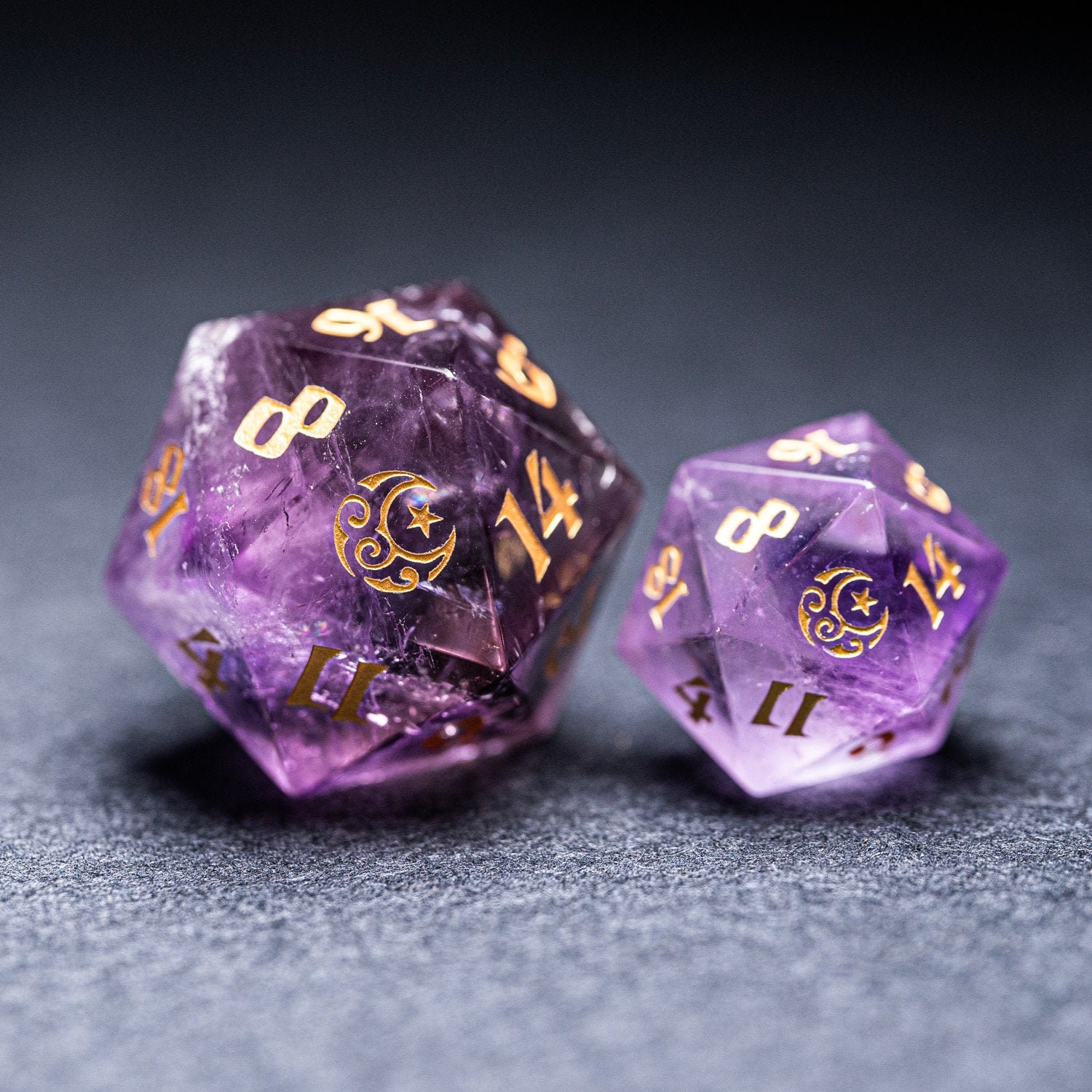 Giant 30mm Amethyst Gemstone D20 Dice Dungeons and Dragons Etsy