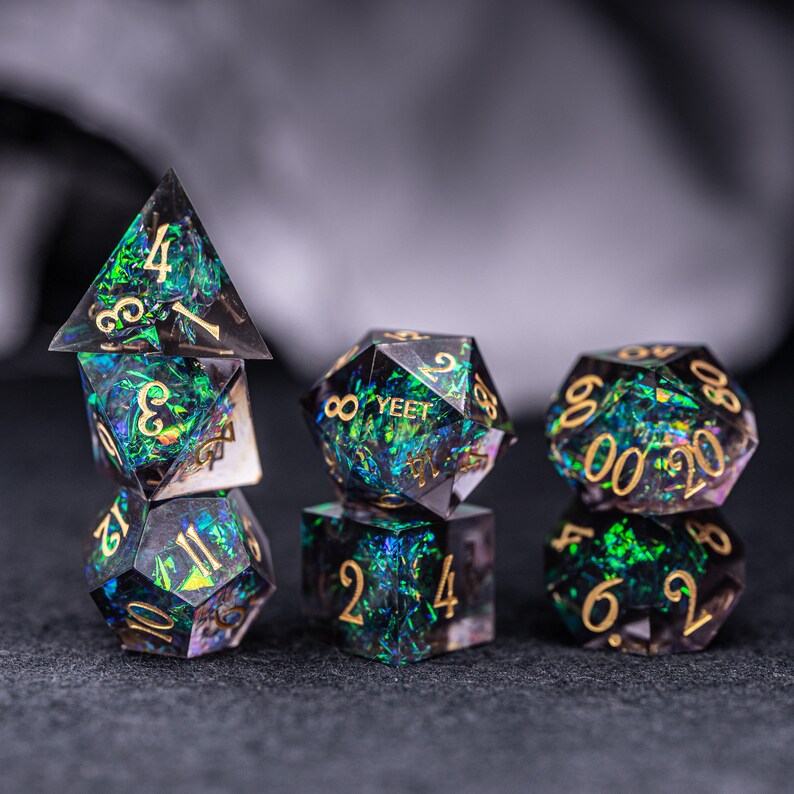 Full Set Handmade Resin Sharp Edge Dice Polyhedral Dice Set Etsy
