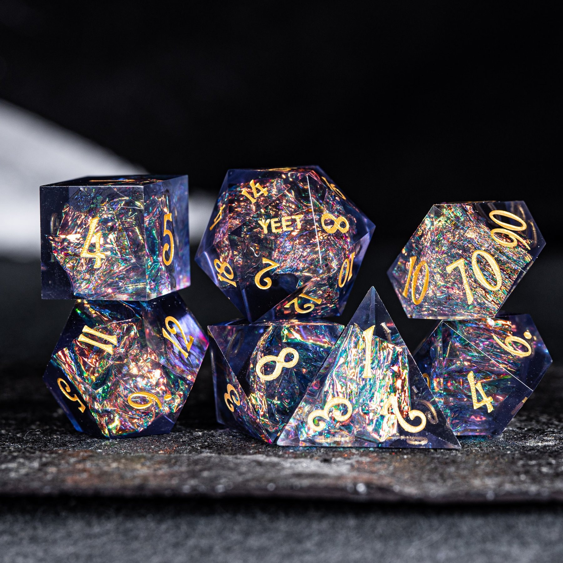 Full Set Handmade Resin Sharp Edge Dice Polyhedral Dice Set Etsy
