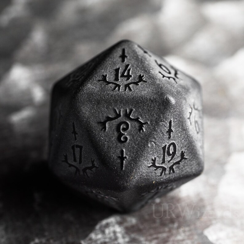 Full Set of Raised Obsidian Polyhedral Dice Set Gemstone Dnd Etsy