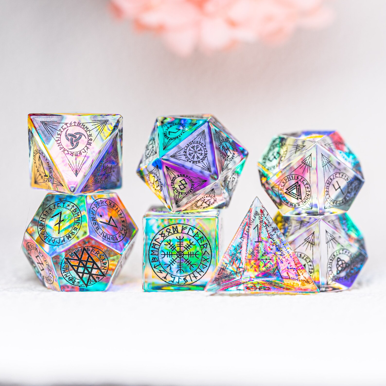 Full Set Dichroic Glass Polyhedral Dice Set Gemstone Set Etsy
