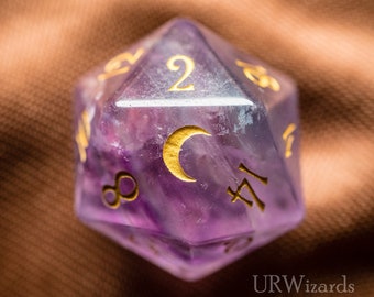 Dnd dice set Rainbow Purple Fluorite Polyhedral Dice Set Gemstone  Set  -  Dungeons and Dragons, RPG Game  MTG Game Moon Version