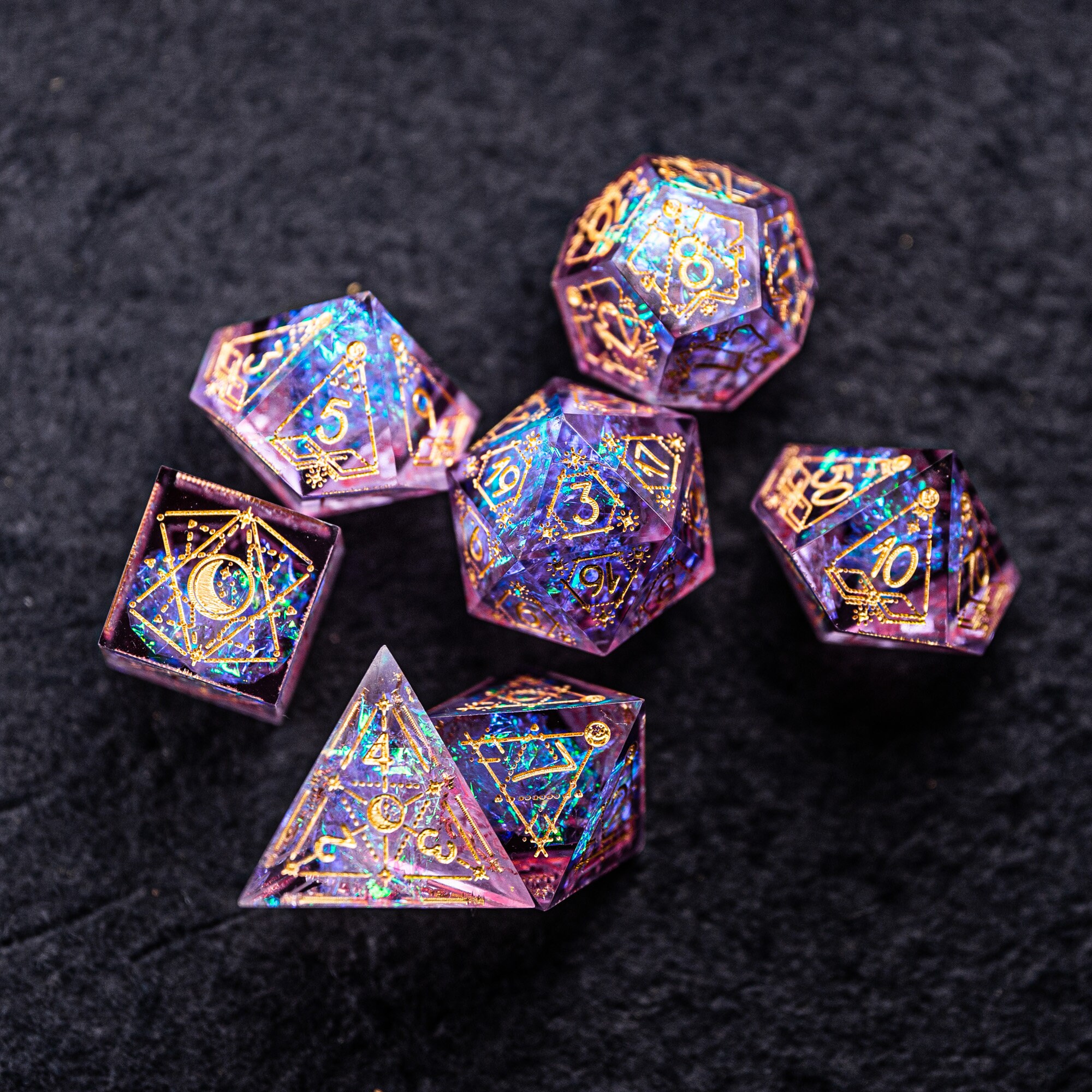 Full Set Handmade Resin Sharp Edge Dice Polyhedral Dice Set Etsy UK