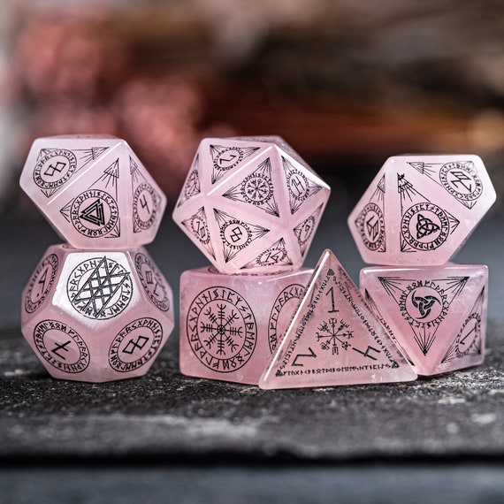 Rose quartz polyhedral dice sale