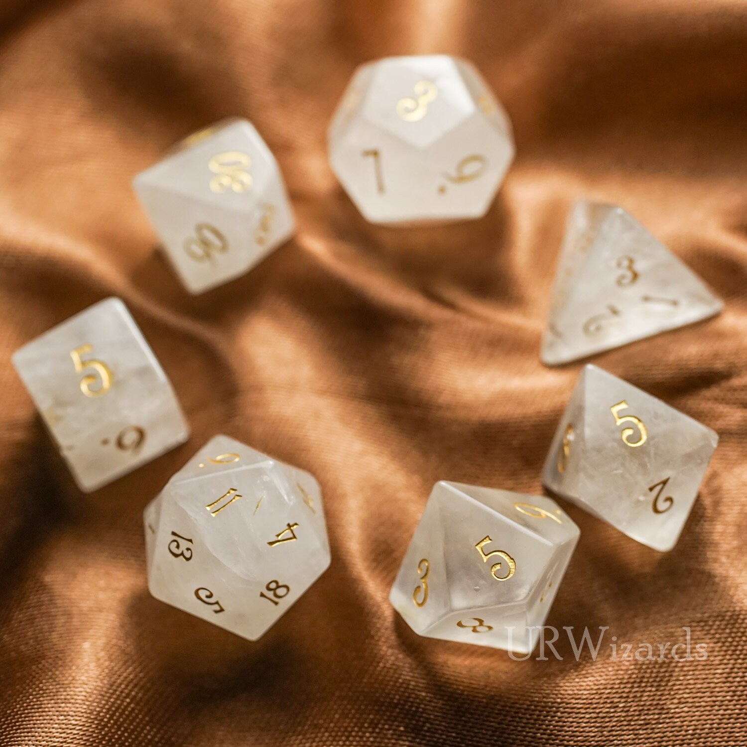 Full Set Clear Quartz Gemstone DnD Dice Set Etsy