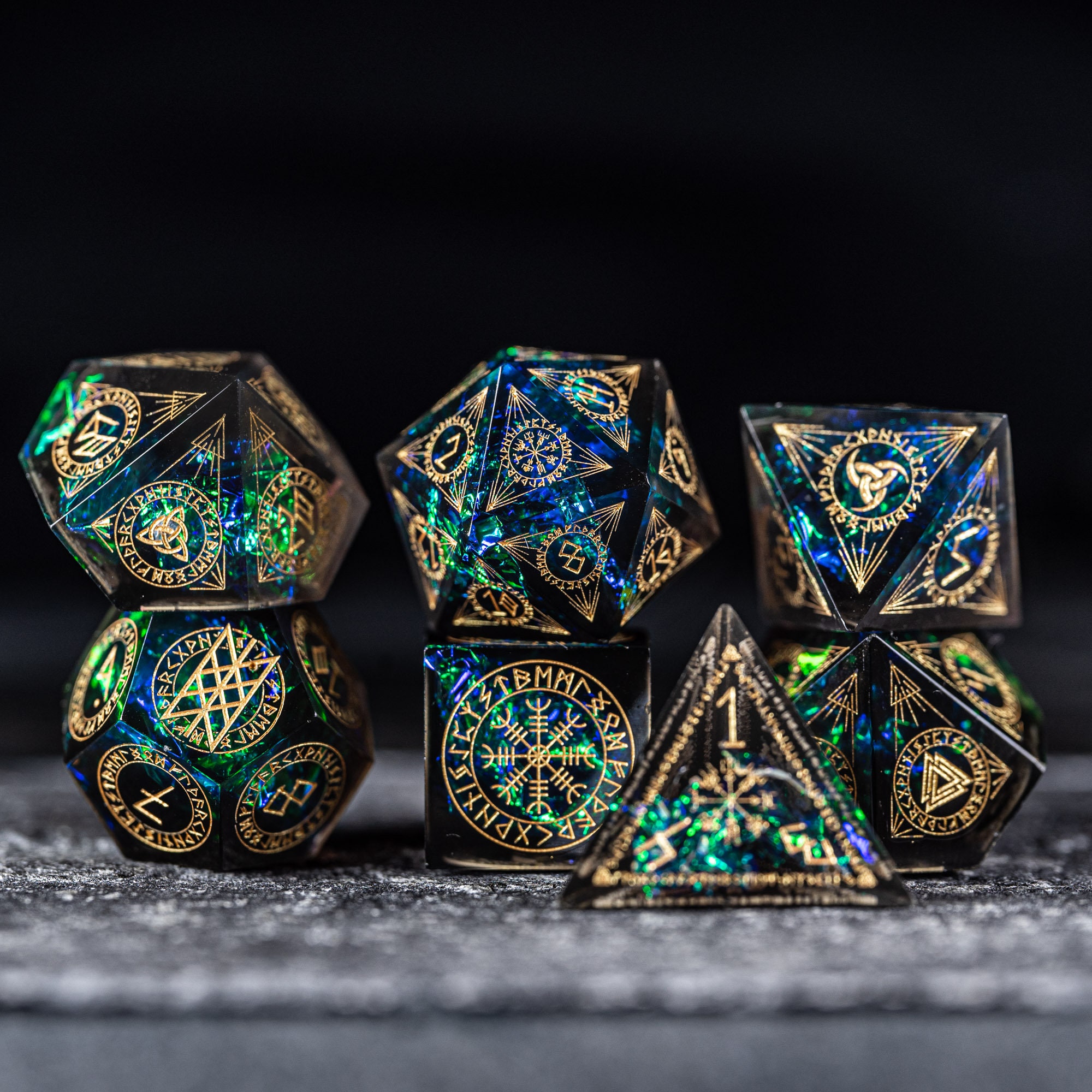 Full Set Handmade Resin Sharp Edge Dice Polyhedral Dice Set Etsy