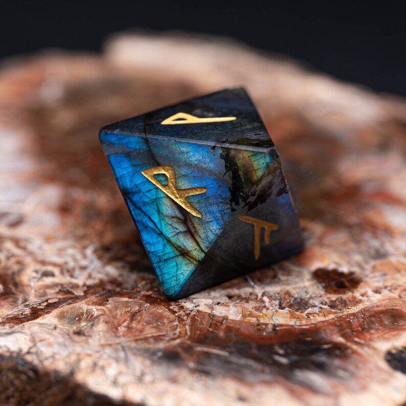 Engraved Rune Dice Scrying Dice D8 Viking Runes of Labradorite Etsy