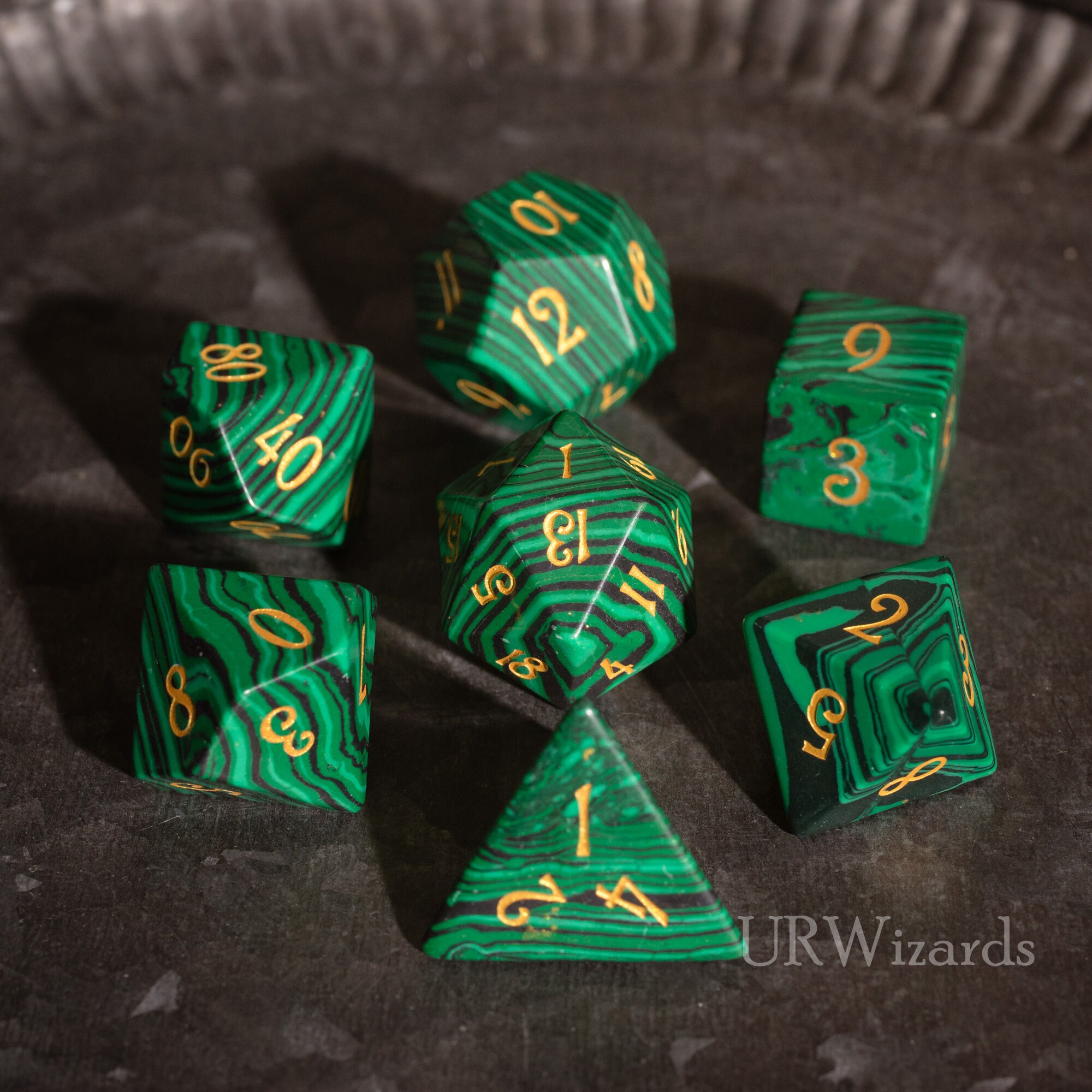 Malachite dice hotsell set