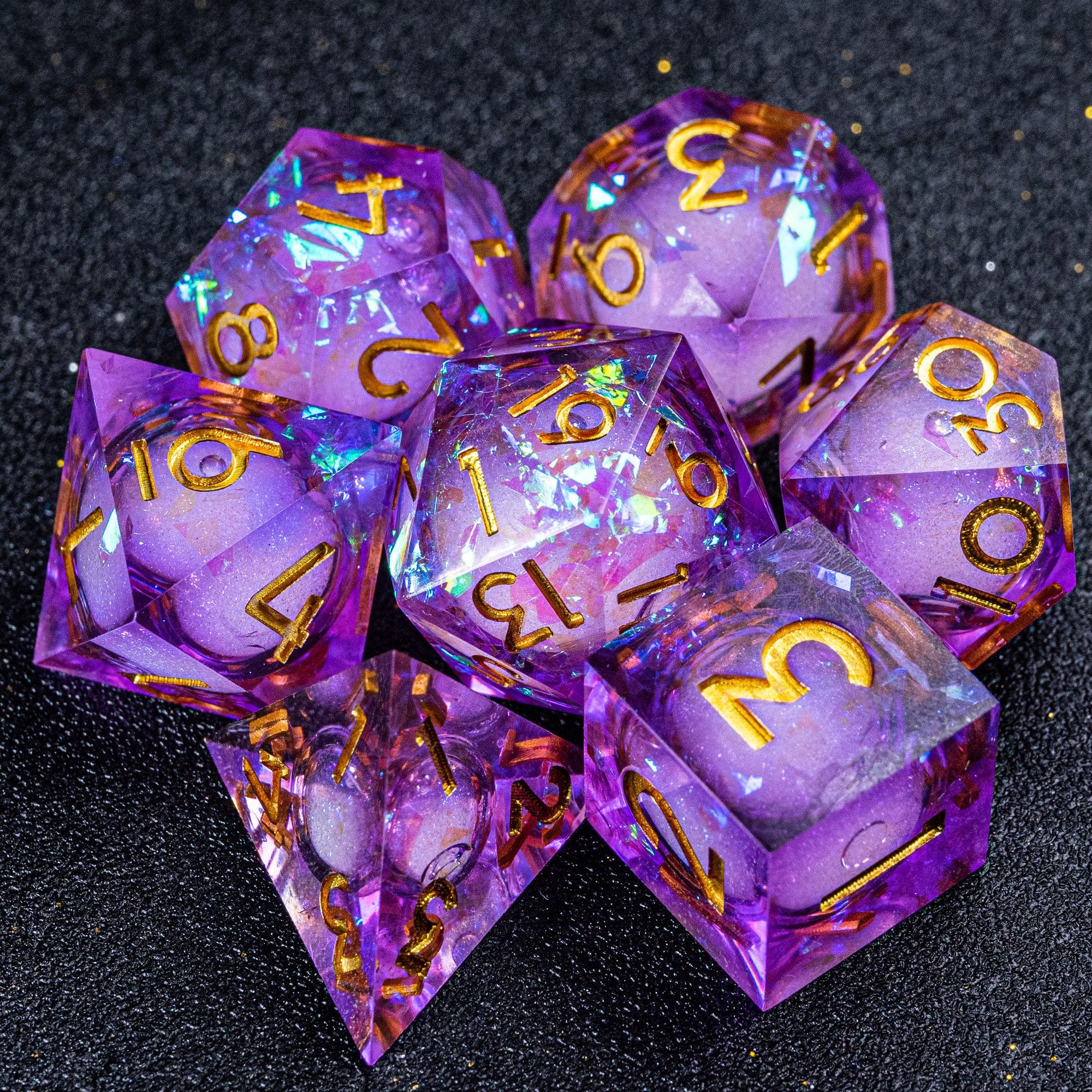 Full Set Handmade Resin Sharp Edge Dice Polyhedral Dice Set Etsy