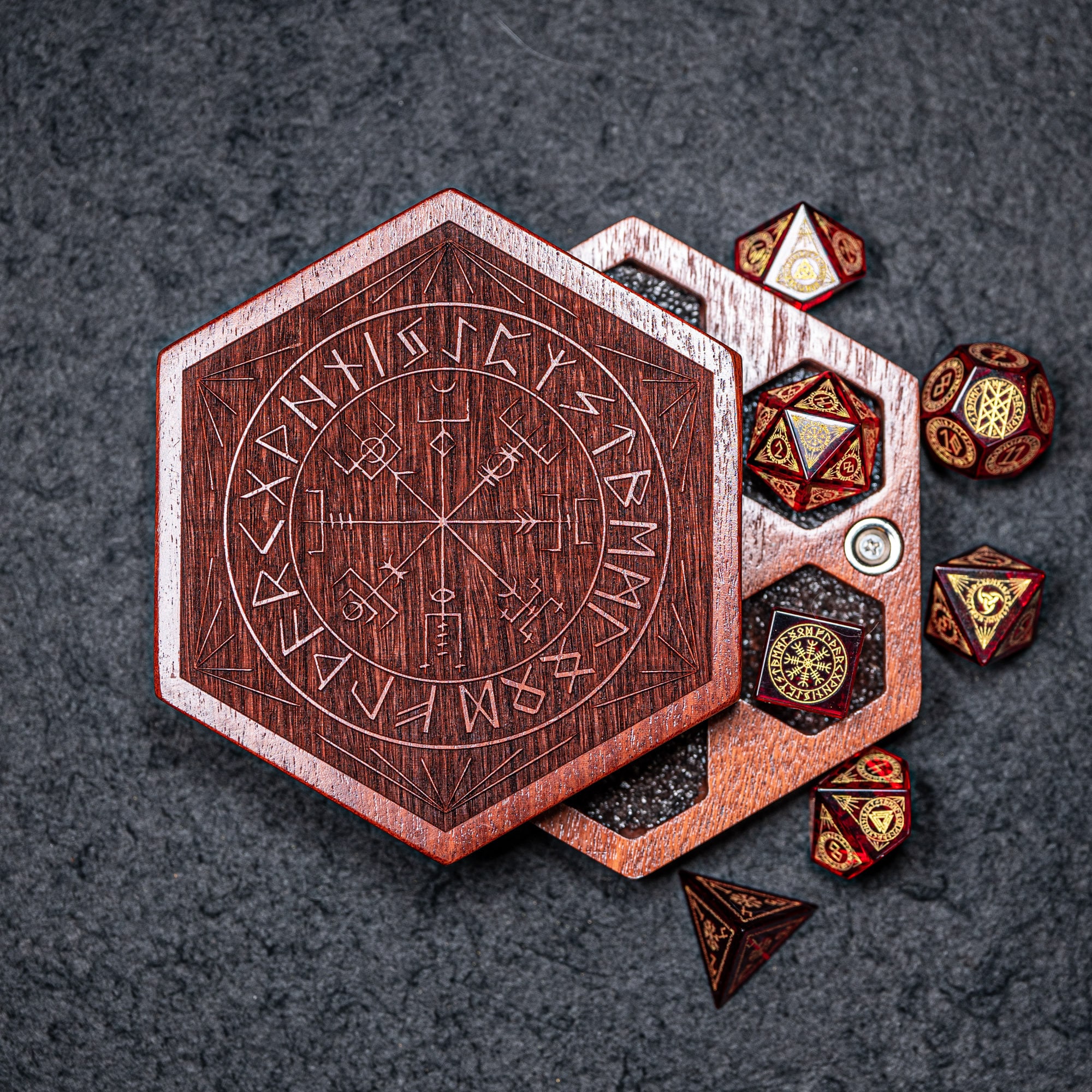 Role Playing Games Wooden Dice Box & Custom Laser Engraving Warlock