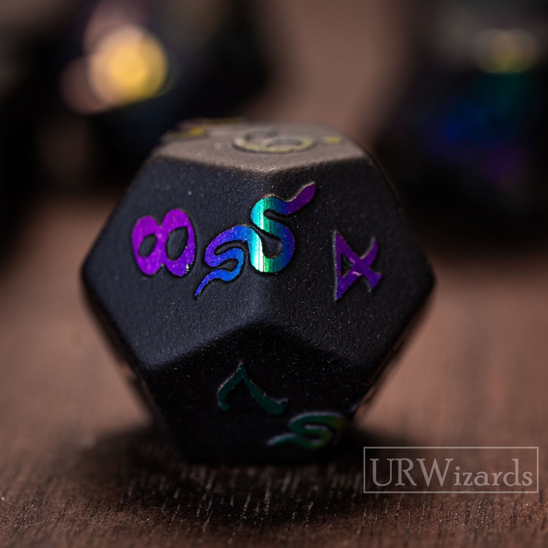 Full Set Obsidian Dnd Dice Set Raised Dice for Dungeons and Etsy