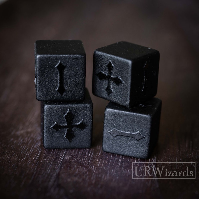 Raised Obsidian Fudge Dice D6, 4 pcs Fate Dice image 2