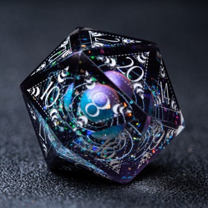 Dnd dobbelstenen set handgemaakte hars scherpe rand dobbelstenen polyhedrale dobbelstenen set astrologie stijl - The Opal Pieces Galaxy