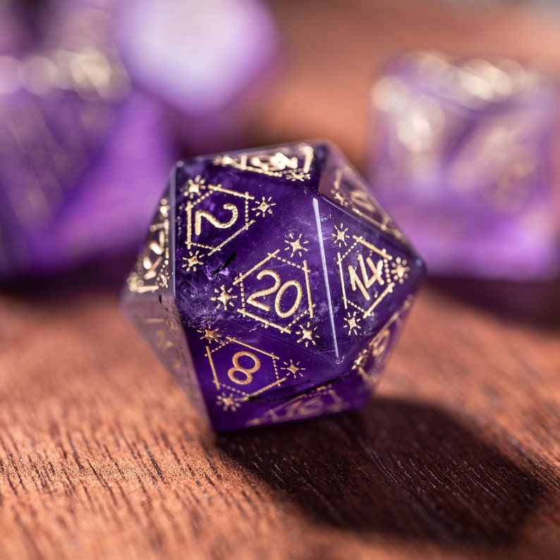 Full Set Amthyst Polyhedral Dice Set DnD Dice Set Dungeons Etsy