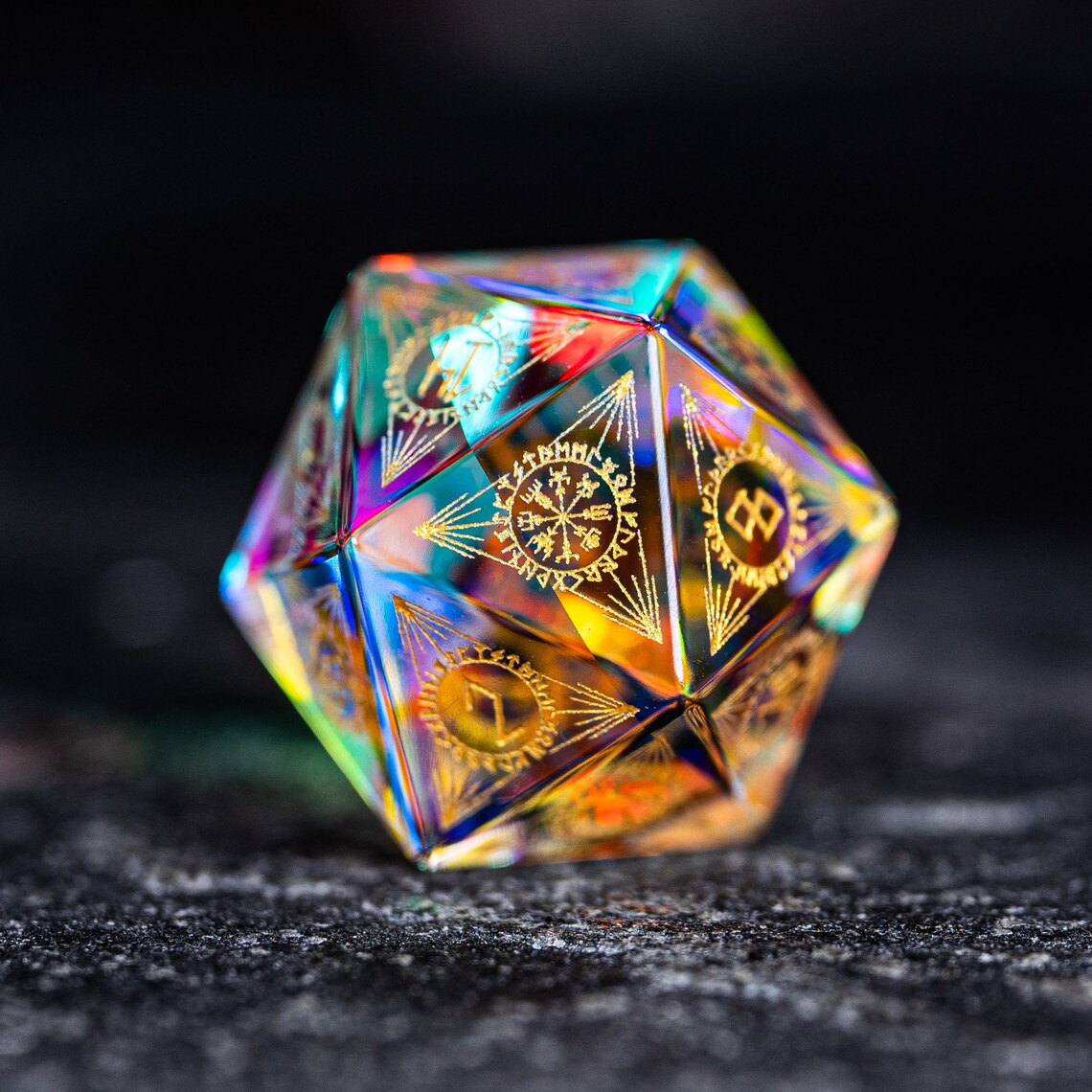 Full Set Dichroic Glass Polyhedral Dice Set Gemstone DnD Dice Etsy