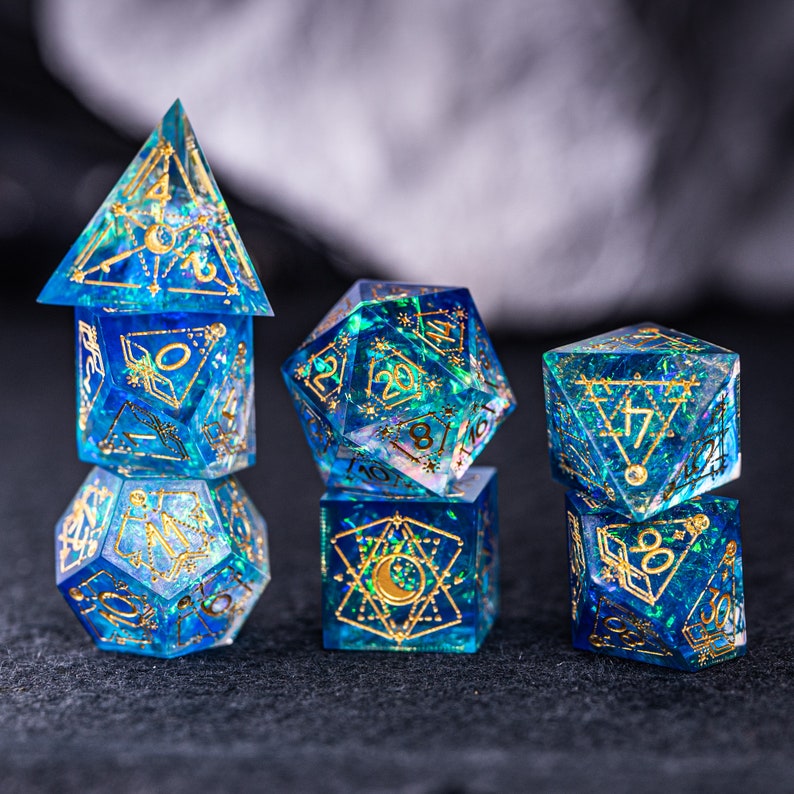 Full Set Handmade Resin Sharp Edge Dice Polyhedral Dice Set Etsy Australia