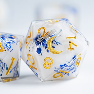 Full Set Handmade Resin Sharp Edge Dice Polyhedral Dice Set  Set  -  Dungeons and Dragons  Inner-dice Porcelain
