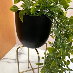 Plants Pot with Industrial Design Gold Plated Metal Stand  for Front Porch, Patio, Home Decor, Living Room, Garden - Small