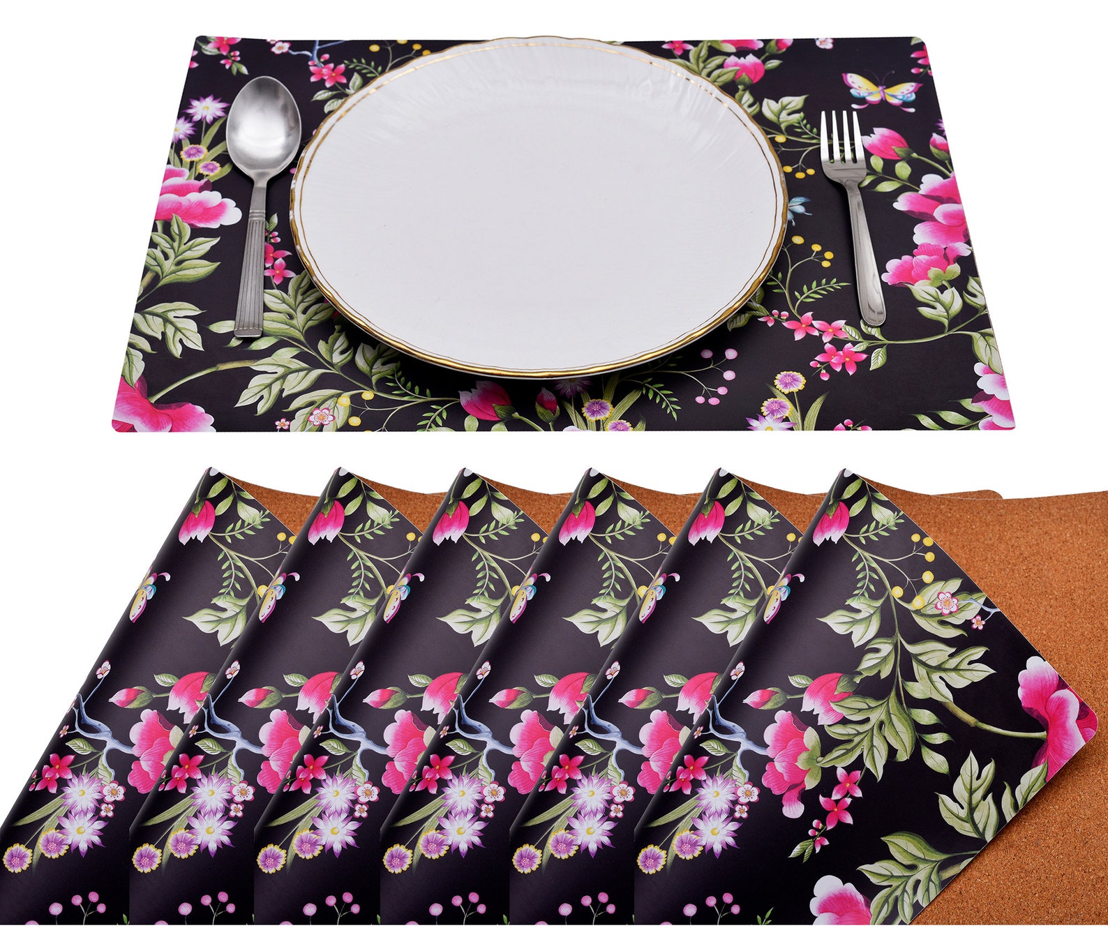 Placemats with Cork Back Set of 6 12 x 17 Etsy