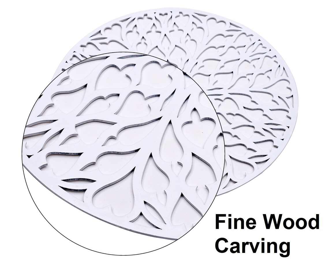 Round placemat silver Placemat natural circle Wood Carved Etsy