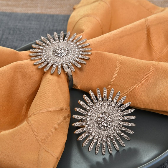 Flower Napkin Rings, Holiday Napkin Ring Holder, Exquisite Elegant Floral Napkins  Rings For Wedding Banquet Christmas Table Setting Decor