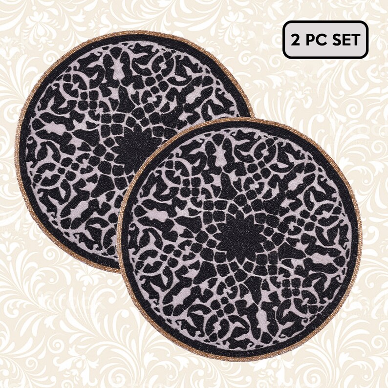 Placemat sets Tile Placemats Embroidered Beaded Placemats Etsy