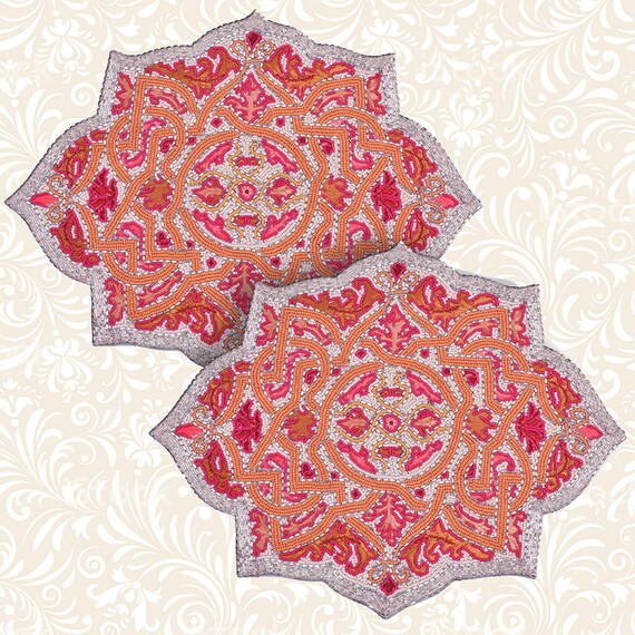 Placemat sets Tile Placemats Embroidered Beaded Placemats Etsy