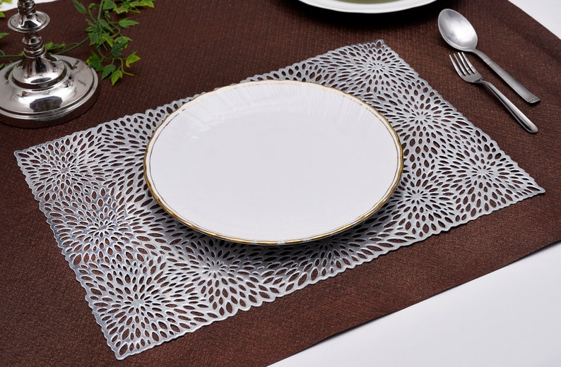 Silver Placemats Handwoven Placemat set Placemats Etsy