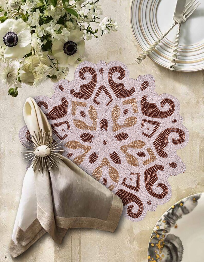 Placemat sets Tile Placemats Embroidered Beaded Placemats Etsy