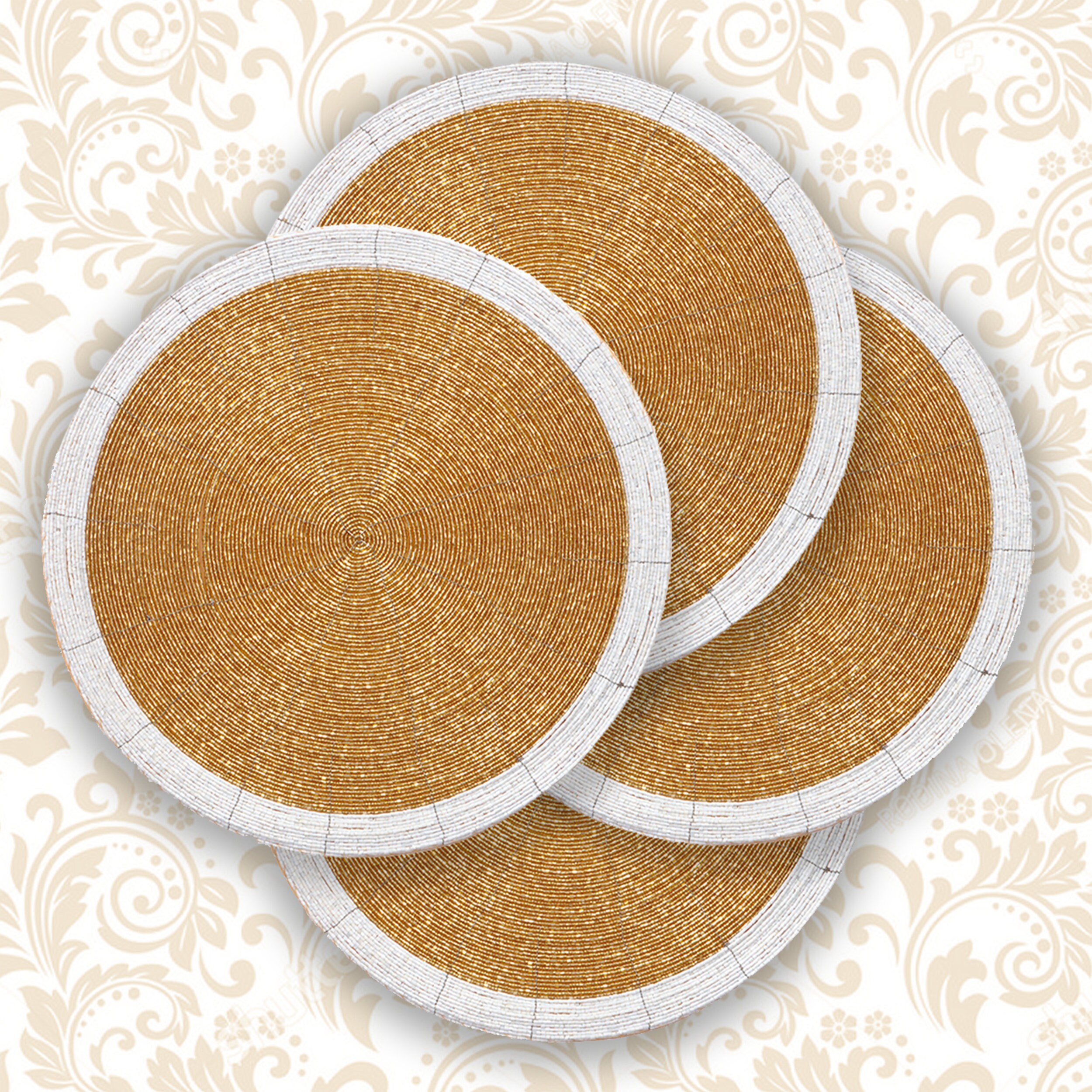 Beaded Placemats Placemats Set 4 Handmade Beads Placemat Etsy