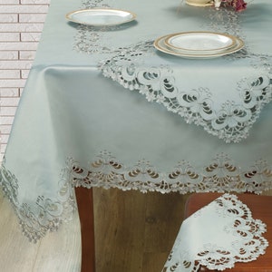 Weißer Spitzen-Tischläufer, bestickte Deckchen, Tischsets, Tischdecke, Mantle Dresser Schal, Bettwäsche, Hochzeitsschmuck, Home Decor Bild 4