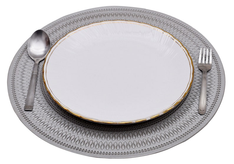 Round placemat silver Handwoven Placemat set Etsy