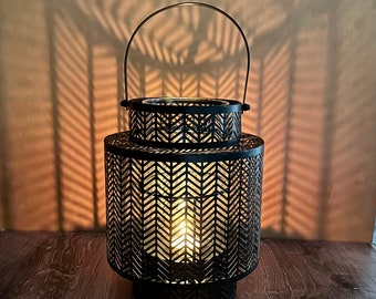 Black Tea Light Candle Holder Votive Lantern Centerpiece for Home Decor, Patio, Indoor, Outdoor, Farmhouse, Tabletop