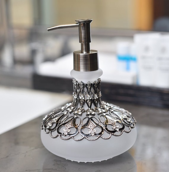Dispenser di sapone, contenitore per lozione ricaricabile con pompa  antiruggine in vetro smerigliato per decorazioni per la casa Accessori per  il bagno Cucina -  Italia