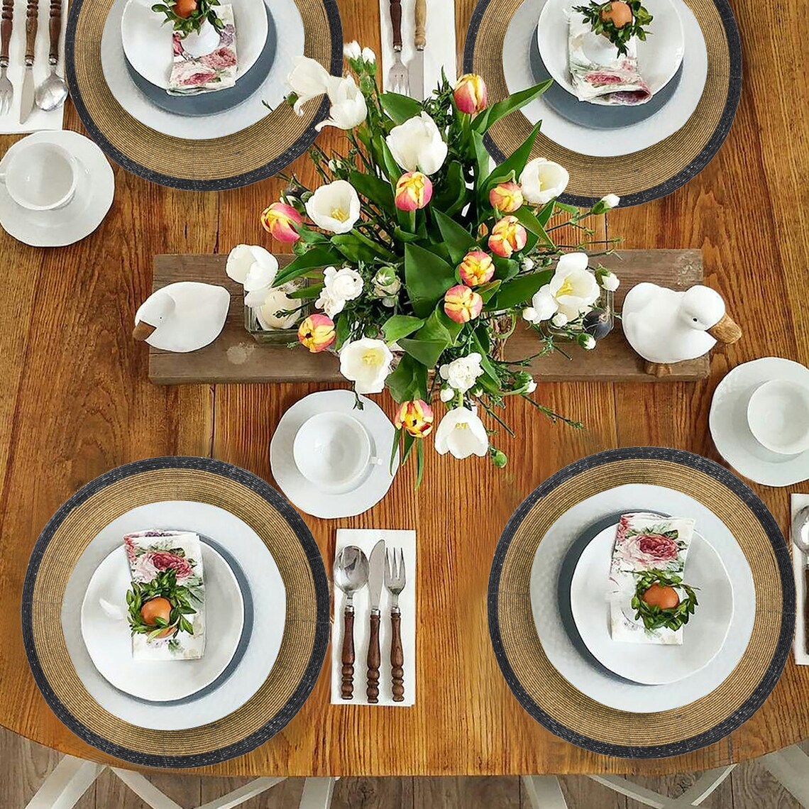 Beaded Placemats Placemats Set 4 Handmade Beads Placemat Etsy