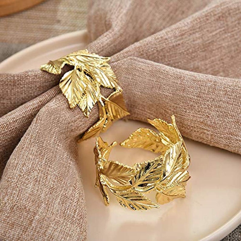 Napkin Ring Leaves/Floral Botanical Festive Table Decor Setting Nature Inspired for Cocktail, Wedding, Special Occasions image 8