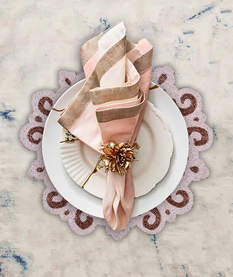 Placemat sets Tile Placemats Embroidered Beaded Placemats Etsy