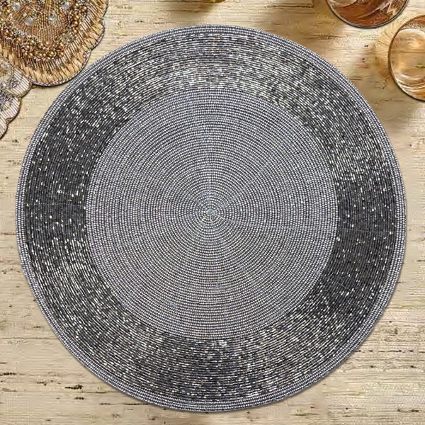 Silver Gray Beaded Placemats, Scratch Heat Resistant, Simple Modern Kitchen Decor, Dining Table Mat, Housewarming, Wedding Table Setting