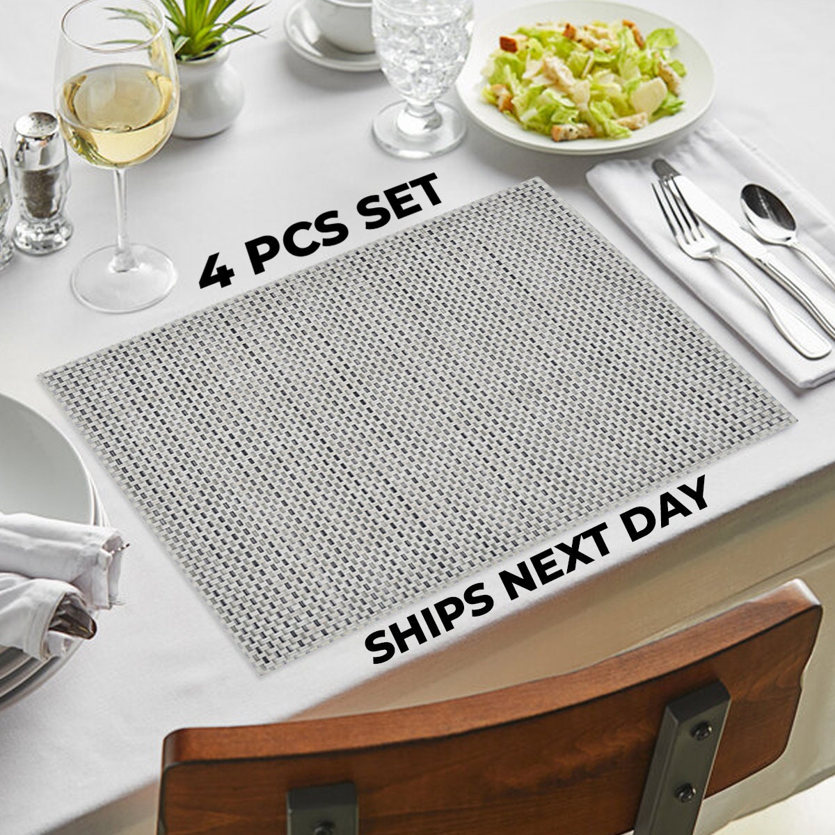 PVC Placemats Non-Slip Dining Table Mats Dressing Table Mat Pack