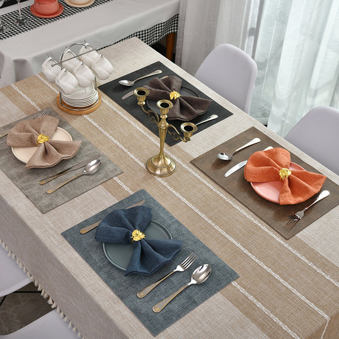 Gold Leaf Napkin Ring Festive Table Decor Setting and Favor Etsy