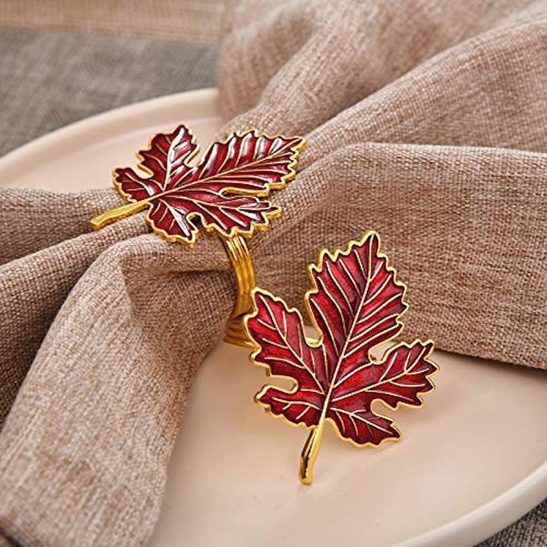 Napkin Ring Leaves/Floral Botanical Festive Table Decor Setting Nature Inspired for Cocktail, Wedding, Special Occasions image 5